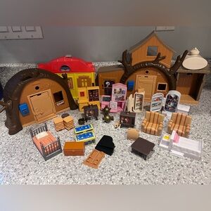Masha & Bear House Playsets (3):Kids Toy Dollhouse Furniture and Accessories Set